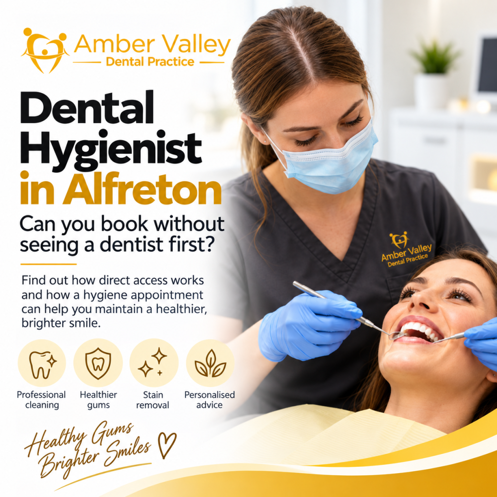 Dental hygienist in Alfreton providing professional teeth cleaning at Amber Valley Dental Practice